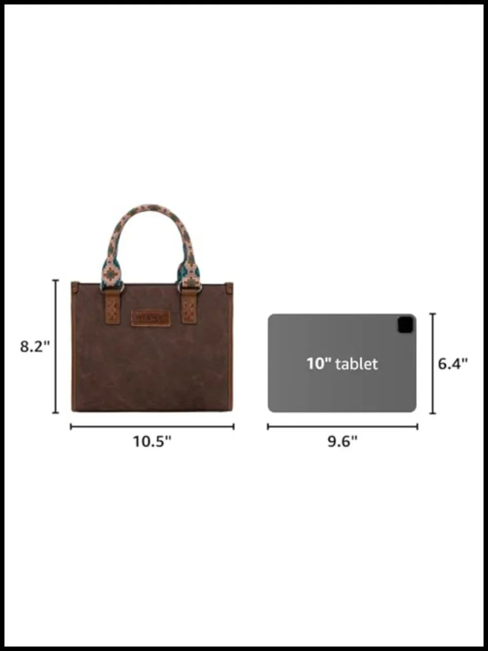 Faux Leather Western Aztec Print Tote Purse with Whipstitch Details